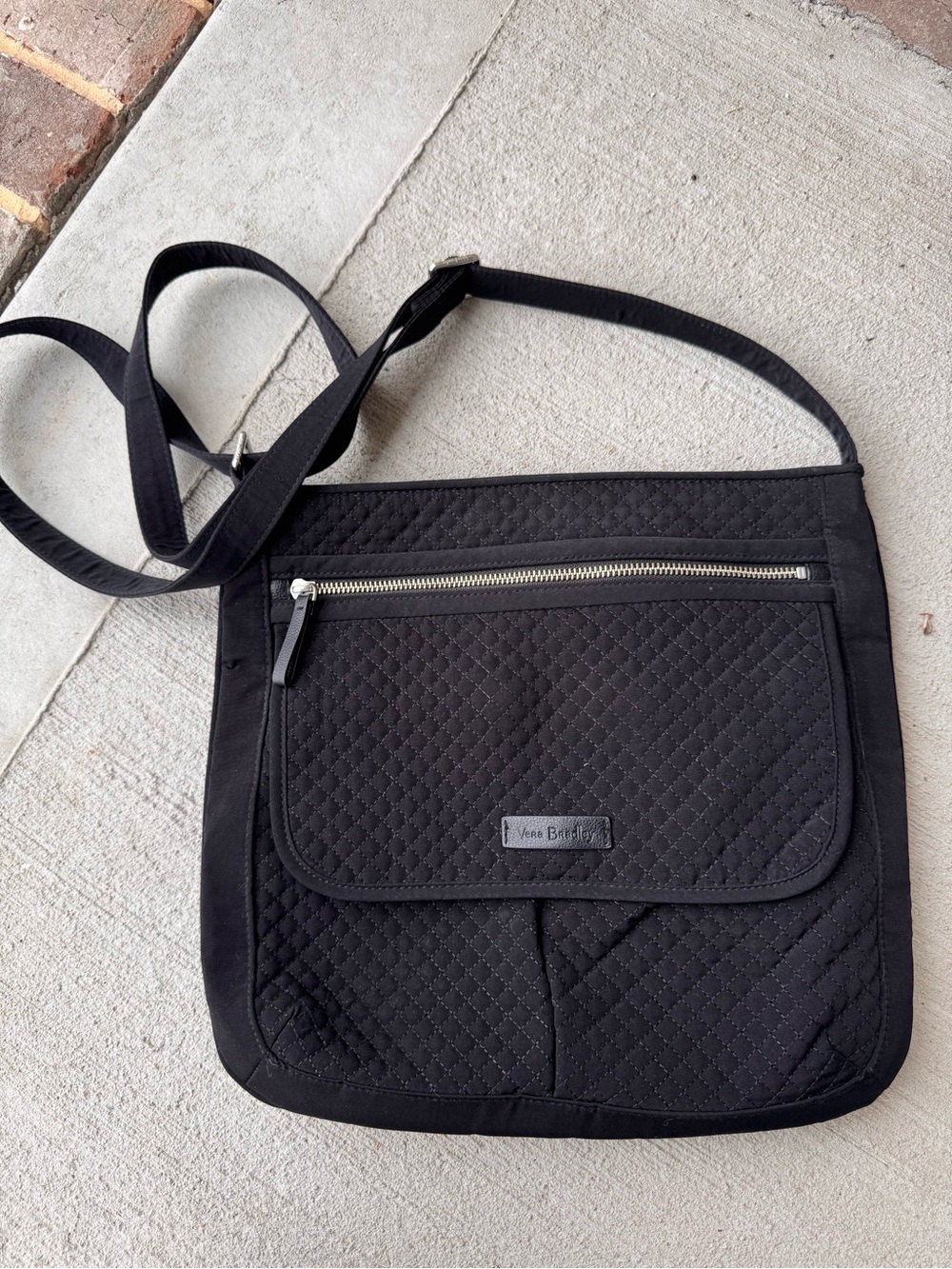 Vera Bradley Black Quilted Messenger Crossbody Bag